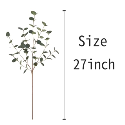 12 Pcs 27" Eucalyptus Stems Greenery Stems Eucalyptus Leaf Spray in Green Silk Plastic Plants Floral Artificial Plants for Home Party Wedding Decoration(Dark Green) - color: Dark Green -12 Pcs