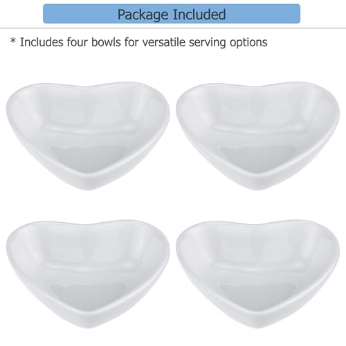 EIKS 4 Pack Ceramic Dipping Bowls Side Dishes for Serving ketchup Wasabi Condiments Appetizer Snacks (Heart-Shape) - size: Heart-Shape