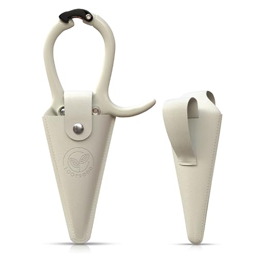 Plant Pruning Shears with Vegan Leather Sheath Garden Trimming Scissors with Belt Holster Bonsai Trimmers Herb Snips Flower Clippers Modern Tools 2 Piece Bundle (Cream Pruner Beige Sheath) - color: Cream & Beige