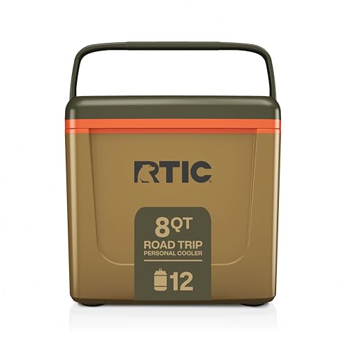 RTIC 8 QT Road Trip Personal Cooler, Small, Compact, Insulated, Portable Ice Chest Box for Food, Drink, Beverage, Beach, Camping, Picnic, Fishing, Boat, 12-Can Capacity - color: Trailblazer