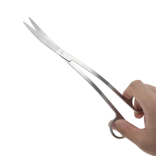 Stainless Steel Aquarium Scissors, Wave Design, Professional Aquaplant Maintenance Tool, Silver Tone, 1 Pcs