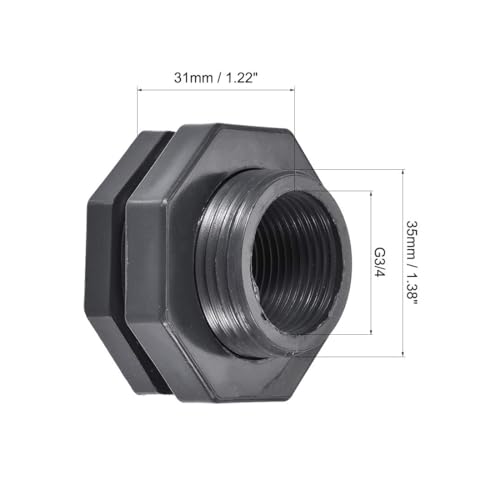 Bulkhead Fitting, G3/4 Female, Tube Adaptor Pipe Fitting with Silicone Gasket, Water Tank Connector for Rain Barrels Aquariums Water Tanks Tubs Pools Spigot, 4pcs - size: 3/4" 4pcs