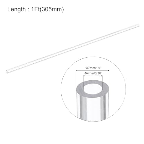 uxcell Polycarbonate Rigid Round Clear Tubing 3/16 Inch(4mm) ID x 1/4 Inch(7mm) OD x 1Ft(305mm) Length Plastic Tube - size: 4mm x 7mm x 305mm