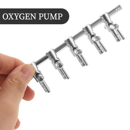 Kisangel Fish Tank Air Pump Splitter Valve 5-Hole Aquarium Air Flow Control Distributor Brass Chrome-Plated 4mm Aquarium Airline Connector