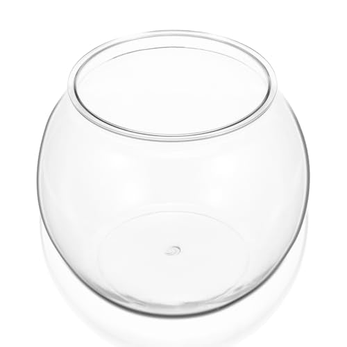 POPETPOP Small Fish Tank Desktop Aquarium Round Clear Plastic Fish Bowl for Home Office Decor 8.66X8.66X6.89 Inches