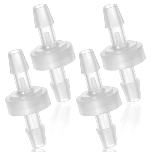 4 Packs 1/4 Inch Check Valve 6mm One-Way Barb Hose Plastic Non Return One Way Inline Hose Barb White Oil Water Pump Check Valve for Air Intake Feed