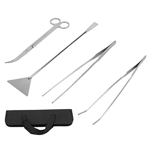 Drfeify Aquarium Tools Kit Premium Stainless Steel for Aquarium Fish Tank Maintenance and Plant Care, 4 in 1 Set for Plants Enthusiasts