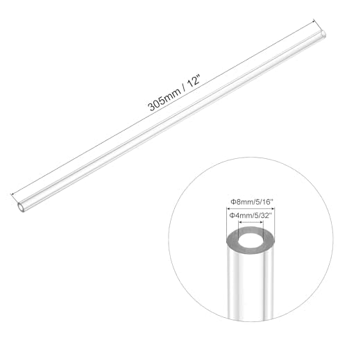 uxcell Clear Rigid Tubing 4mm(5/32") ID x 8mm(5/16") OD x 1Ft Length Round Plastic Polycarbonate Tube - size: 4mmx8mm