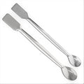 Piutouyar 10 Pcs 2 in 1 Double Ended Lab Spoon Micro Lab Spatula Stainless Steel Lab Scoop Square & Flat Spoon End for Reagent Sampling, Mixing, Measuring - size: 2 in 1 Double Ended Lab Spoon