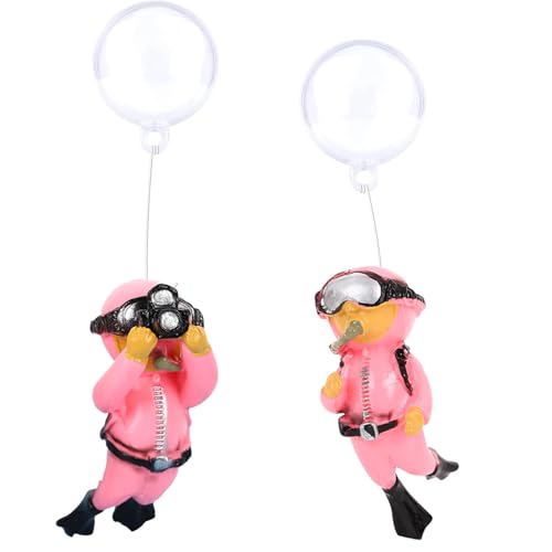 2-Pack Floating Fish Tank Decorations, Little Diver Aquarium Decoration Aquarium Accessories Fish Playmate for Fish Tank Suitable for All Kinds of Fish Tanks(Pink)