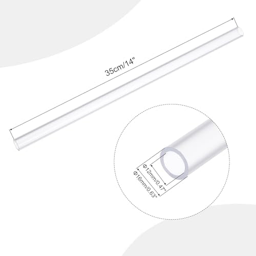 MECCANIXITY Clear PVC Rigid Tube Round Pipe 12mm(1/2"） ID 16mm(5/8"） OD 14" High Impact for Water Pipe, Aquarium, Fish Tank, Greenhouse Garden, Clear - color: Clear, size: 12mm x 16mm