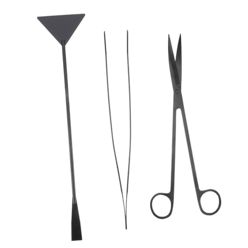VANZACK 3pcs Aquarium Cleaning Tools Set Scissors Tweezer and Shovel for Aquascaping Plant Trimming and Tank Maintenance - color: Black, size: 25x5cm