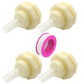 Bulkhead Fitting Adapter 16mm Barbed x G3/4 Female ABS Fitting, White Connector for Aquariums, Water Tanks, Tubs, Pools (Set of 4) - size: G3/4