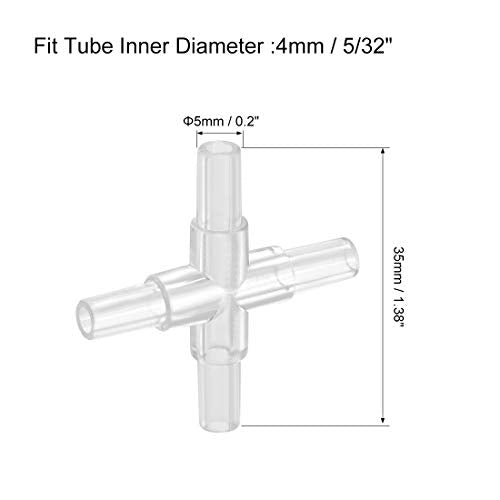 uxcell Aquarium Air Valve Connector Plastic Inline Tubing Cross Valves for 4mm Fish Tank Pond Air Line 10pcs