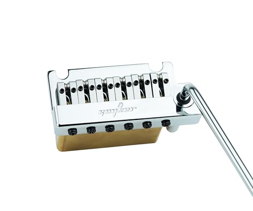 Guyker Guitar Tremolo Bridge String Spacing 10.8MM with Brass Roller Saddle and Brass Block & Bridge Stud, Spring and Claw, Pop-In Vibrato Bar, Complete Install Kit, GG1009-T Chrome - color: Chrome, Pro Roller Saddle 10.8mm
