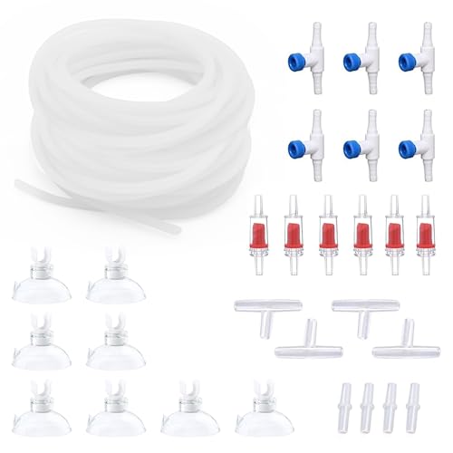 Premium 50FT 3/16inch Air Hose for Aquarium with Connector,Check Valve, Control Valve Accessories (Translucent, 50 ft.) - color: Translucent, size: 50 ft.