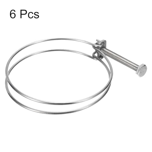 uxcell 6Pcs Double Wire Hose Clamp, 98-105mm Adjustable Stainless Steel Wire Hose Clips with M8 Bolt for Dust Collection Hose, Pump Hose Pipe - size: 98-105mm