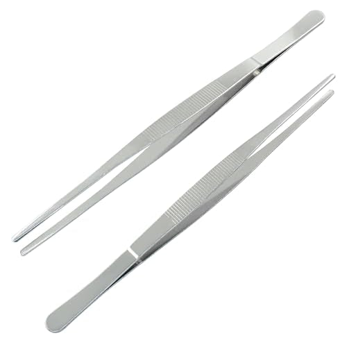 2 Pcs 10 Inch Stainless Steel Forceps, Straight Metal Tweezers General Application for Kitchen, Crafts, Plants - size: 10 Inch