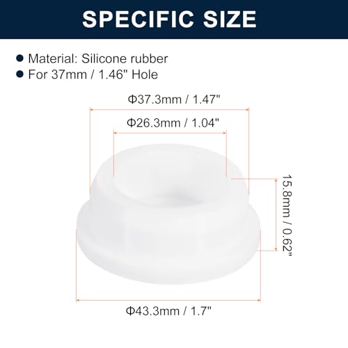 uxcell 4Pcs White Plug Holes, Waterproof Rubber Button Plug for 37mm / 1.46" Hole - size: 37mm