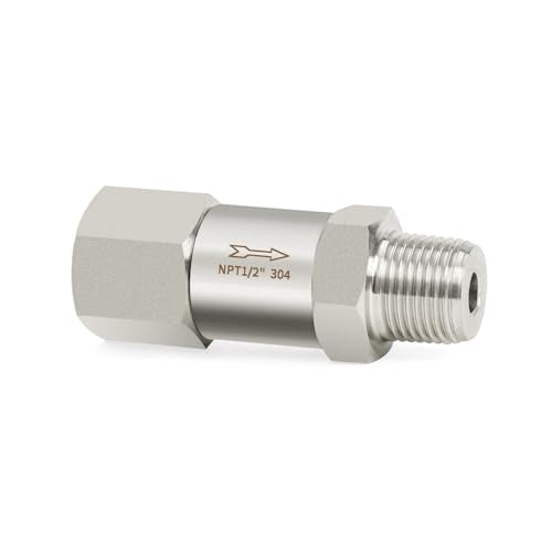 ChillWaves 304 Stainless Steel In-Line Split Check Valve 1/2" NPT Male x 1/2" NPT Female Thread, One-Way Non-return Check Valve for Backflow Prevention(1-PACK) - size: 1/2" MNPT x 1/2" FNPT, style: Split Check Valve