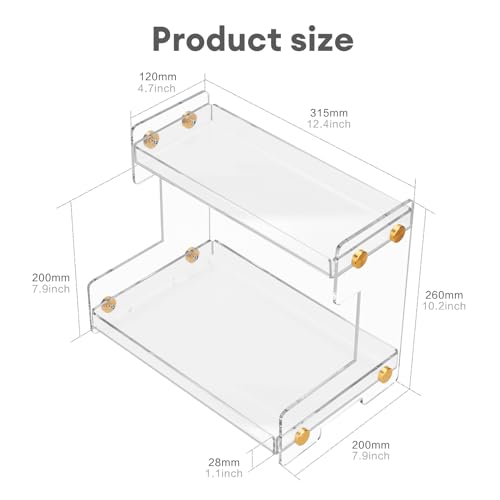 FFK 2 Tier Bathroom Countertop Organizer, SUS 304 Stainless Steel Storage Shelf for Cosmetic Organizer, Ideal for Cabinet, Countertop, Pantry, and Desktop, Office, White - color: White 1