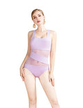 Women's Mesh Swimsuits One Piece Cutout Bathing Suits Backless Hollow Out Swimwear Sexy See Through High Cut Monokini - color: Lavender, size: 6
