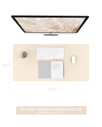 YSAGi Non-Slip Leather Desk Pad, Desk Matt for Desktop, Waterproof Laptop Computer Keyboard Mat, Table Protector Blotter Mat, Large Mouse Pad for Office/Work/Home/Decor(Beige, 31.5" x 15.7") - color: Beige, size: 31.5" x 15.7"