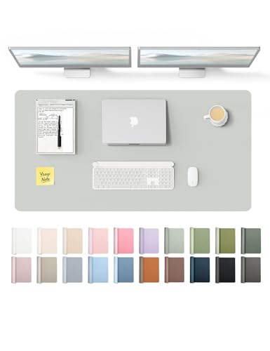 YSAGi Leather Desk Protector, Office Mat, Large Mouse Mat, Non-Slip PU Leather Blotter, Laptop Desk, Waterproof Writing Pad for Office and Home (Light Grey, 47.2" x 23.6") - color: Light Grey, size: 47.2" x 23.6"