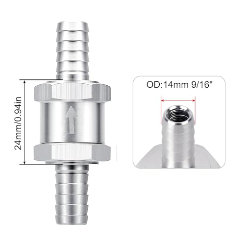 EVIL ENERGY 9/16" Fuel Check Valve One Way Inline Non Return Diesel Gasoline Silver (14mm OD,2PCS) - color: Silver, size: 9/16