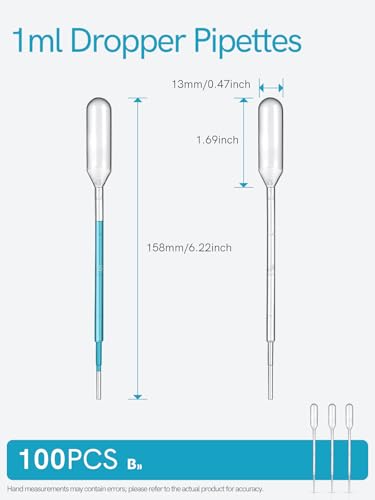 1ML Pipettes Dropper 100PCS, Disposable Plastic Transfer Pipettes for Accurate Liquid Transfer, Perfect for Essential Oils, Resin, DIY Art, Lab Scientific Experiments, Measuring, Science Class - size: 1.0ml-100PCS