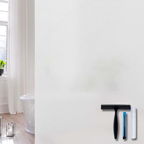 Volcanics Frosted Glass Window Privacy Film with Installation Tools, Removable Static Cling Bathroom Window Film, Heat Control UV Blocking, Peep-Proof, Ideal for Home Office 35.4 x 78.7 Inches - color: Frosted Pure, size: 35.4" X 78.7"