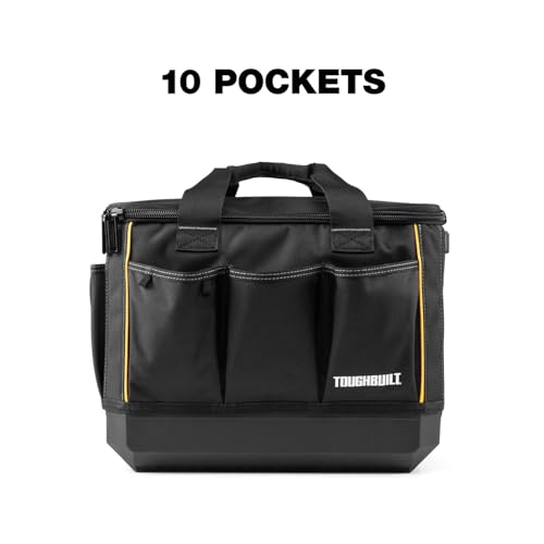 ToughBuilt – StackTech 11" Zippered Tool Bag, Auto-Locking System with Wide Opening, 1680D Fabric & Waterproof Hard Base for Jobsite Organization (TB-B1-S-60C) - size: 11" Tool Bag
