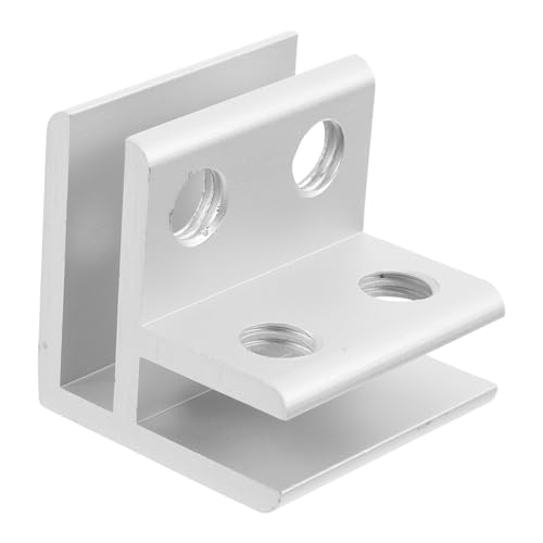 Cabilock Heavy Duty 90 Degree Glass Clamp Bracket for 5-8mm Thickness, Silver Aluminum Alloy Mirror Mounting Clip and Aquarium Lid Holder for Glass Shelf and Plant Box Support