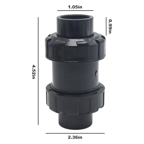 1 Inch PVC True Union Check Valve, Slip Swing Full Port Utility Check Valve, Sch80 Socket Pool Ball Check Valve for Backflow Prevention