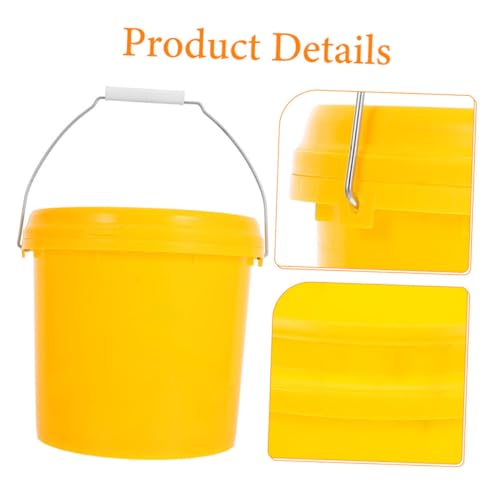 Plastic Storage Bucket with Lid Durable Food Storage Pail for Kitchen Laundry and Household Use Versatile Oil Milk and Bin Portable Design for - color: Yellow