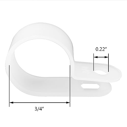 Cable Clamp R-Type Cable Clip Wire Clamp 3/4" Nylon Screw Mounting Cord Fastener Clips with Screws for Wire Management - White - 50 Pcs - size: 3/4" White