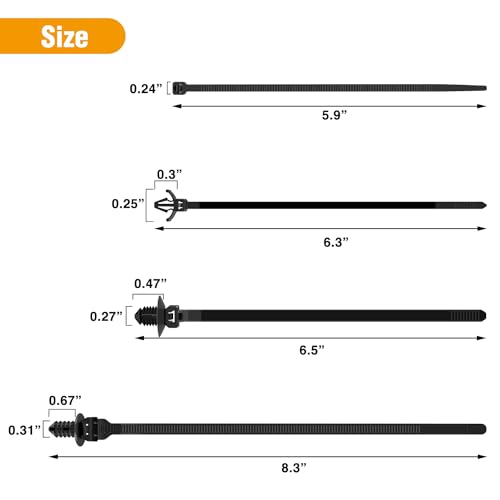 GOOACC Push Mount Cable Zip Ties Heavy Duty Nylon Push Mount 4 Popular Sizes Self Locking Cable Strap Assortment for Indoor Outdoor Wire Tying Construction Auto ect. -120 Pcs - color: 120pcs Push Mount Cable Zip Tie-4 Sizes