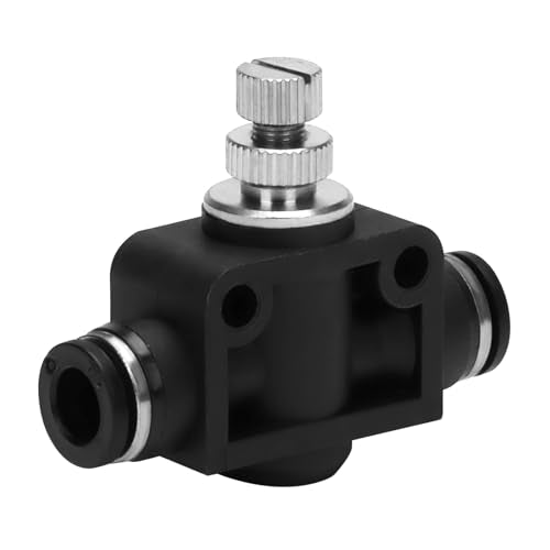 Air Flow Control Valve - 1/4" Tube OD x 1/4" Tube OD Straight Union Pneumatic Push to Connect Speed Regulator Valve (Pack of 1)