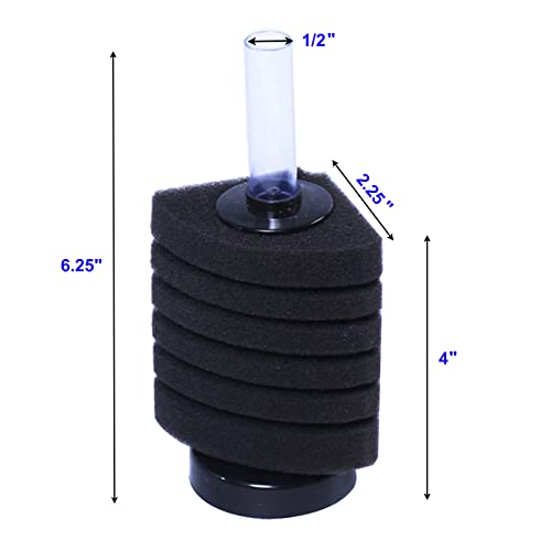 AQUANEAT Aquarium Corner Sponge Filter, for Breeding Shrimp Nano Fish Tanks with Airline Tubing, Valves and Suction Cups - size: Middle up to 20Gal