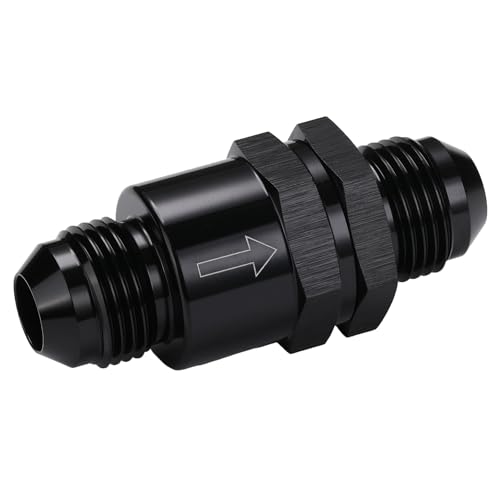 8AN Non Return One Way Inline Check Valve Fitting Aluminum Black - size: 8AN