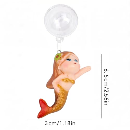 Floating Mermaid Aquarium Ornament, Handcrafted Cute Mermaid Statue with Floating Ball, Colorful PVC Resin Fish Tank Decor for Home Aquariums & Desktop Water Features (Gold) - color: Gold