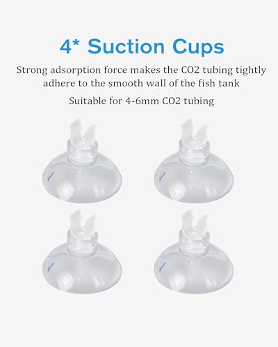 Airline CO2 Tubing 16.4 Feet PU Aquarium CO2 Pressure Proof Tubing Trachea with Check Valves, Suction Cups, Soft and Transparent Aquarium Air Pump Accessories for Fish Tank
