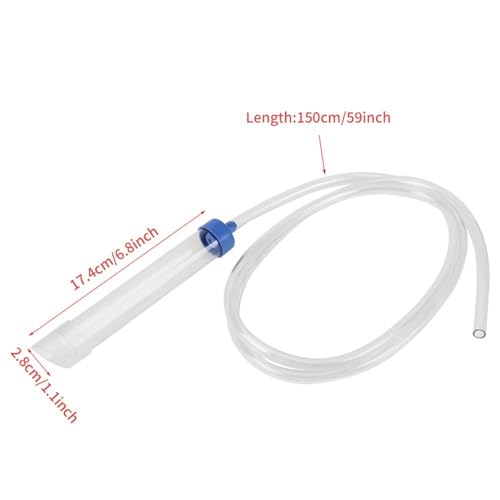 4.92ft Transparent PVC Siphon Tube Aquarium Water Changer Tidyning Manual Gravel Cleaning Water Filter for 30L Small Fish Tank