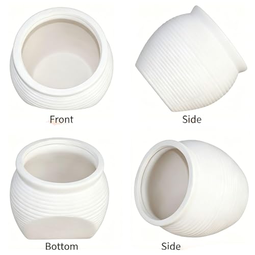 Saim Ceramic Aquarium Hideout Cave, White Clay Pot Fish Tank Decorations with 3.94" Round Opening, Natural Hide House for Cichlid Goldfish Pleco Betta Shrimp Breeding, Aquascape Ornament (Large)