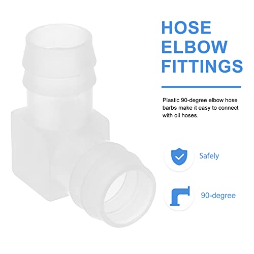 TEHAUX L-Shaped Hose Elbow Connector 1.49×1.49×0.62 in, 6-Pack Plastic Barb Fitting – Kink-Resistant 90° Flow Control for Garden, RV & Industrial Water Systems – for Outdoor Plumbing, Lab Tubing, Food
