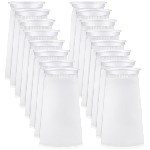 Jecery 16 Pack 4 Inch Ring Filter Socks 200 μm Aquarium Filter Bags Aquarium Socks for Tank Sump Saltwater Freshwater(9.5 × 4 inches) - size: 9.5 × 4 inches