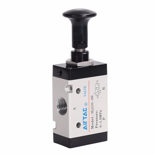 Push-Pull Valve AirTAC 3L110-06 1/8" NPT 3/2 Way Hand Lever 2 Position 3 Way Pneumatic Air Manual Control Direct Acting Type 0-145 PSI - size: 1/8 NPT, style: 3/2 way