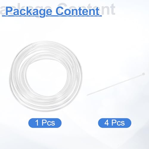 uxcell Flexible PVC Tubing, 3mm ID x 6mm OD - 6.6 Feet Long Clear Vinyl Water Pipe, Lightweight Plastic Hose Water Pipe with Zip Ties for Aquaponics, Air Hose, Irrigation - size: 3mm ID x 6mm OD