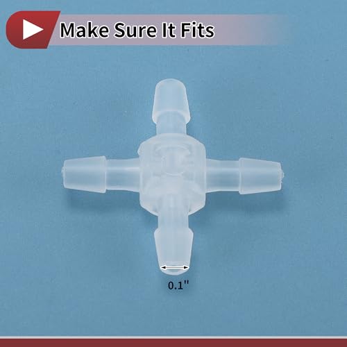 Plastic Hose Barb Fitting 3/32" OD Barb Cross 4 Way Pipe Connector Clear 10 Pcs - size: 3/32"OD
