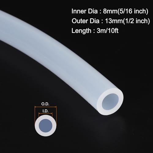 MECCANIXITY 10ft Clear Silicone Rubber Tubing 5/16" ID 1/2" OD Plastic Tube Flexible Air Hose for Brewing, Wine Making, Pump Siphon, 8mm x 13mm, with 2pcs Clamps - color: Clear, size: 5/16" x 1/2"